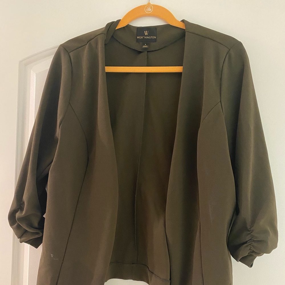 Worthington open forest green blazer
